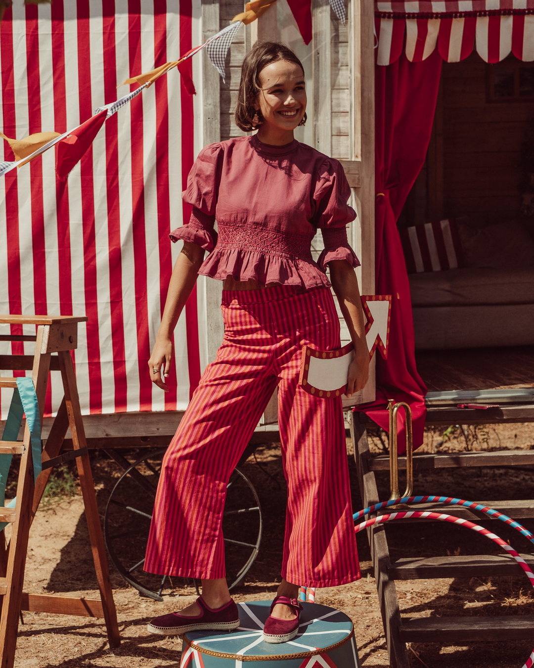 PANTALON MARE FUCSIA STRIPES