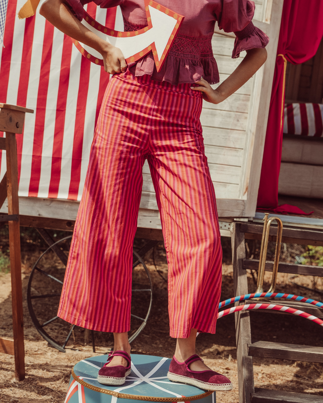 PANTALON MARE FUCSIA STRIPES