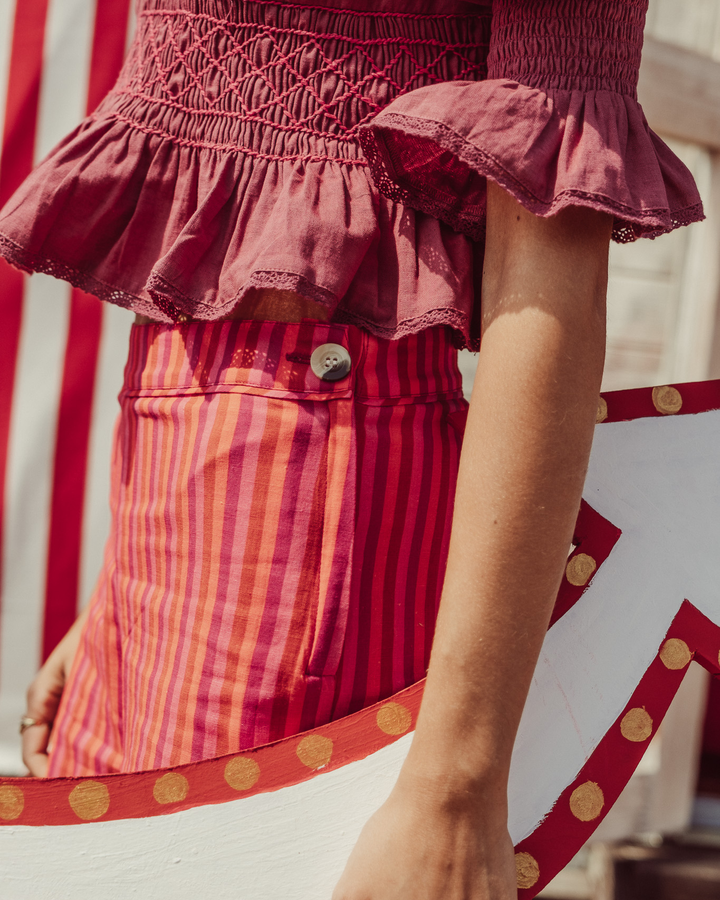 PANTALON MARE FUCSIA STRIPES