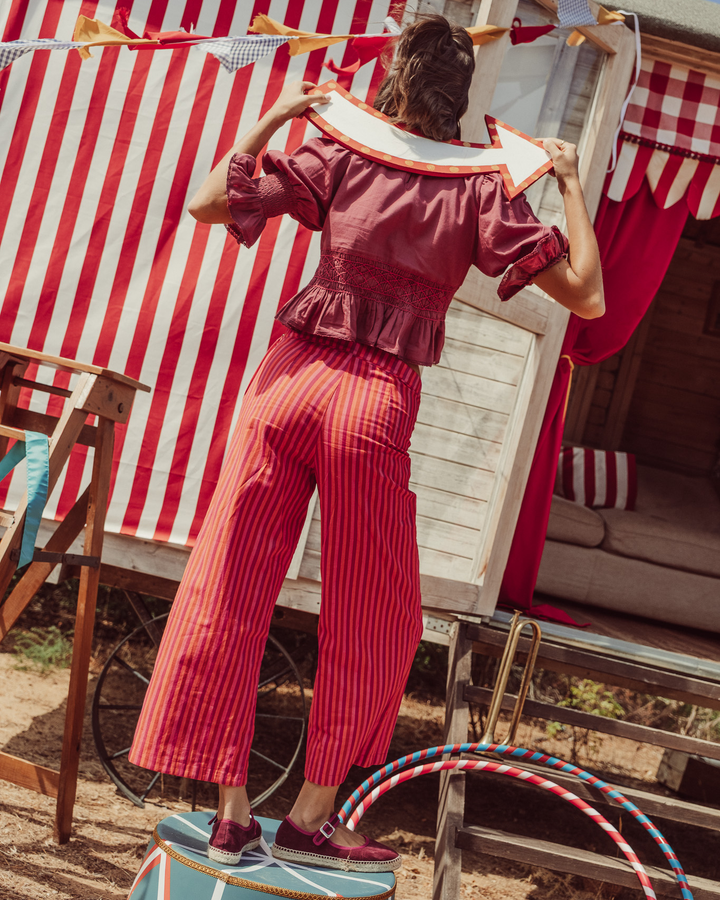 PANTALON MARE FUCSIA STRIPES