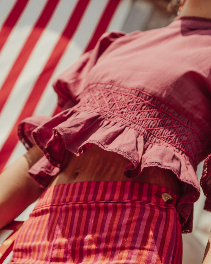 PANTALON MARE FUCSIA STRIPES