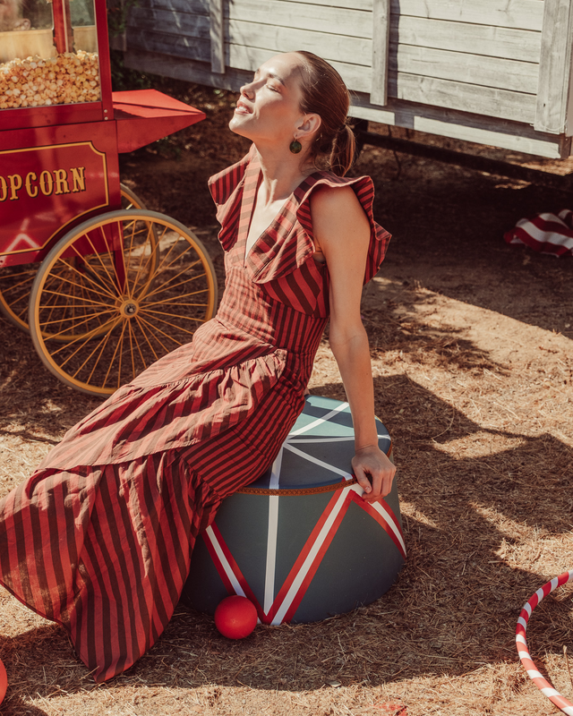 VESTIDO ENIGMA COFEE STRIPES