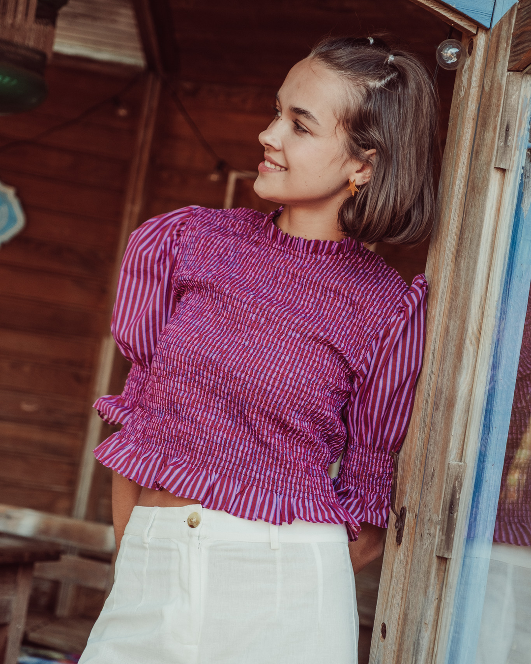 BLUSA SAFI LILA STRIPES