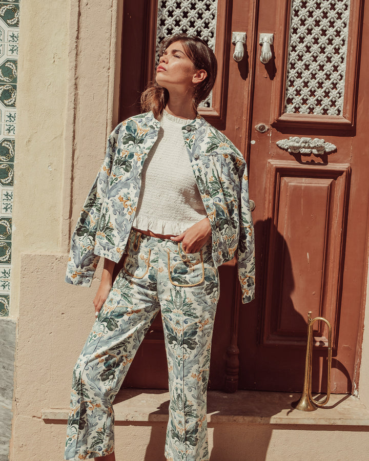 PANTALON BURDEOS BOTANIC PRINT