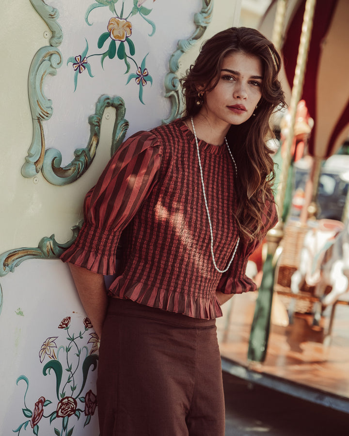 BLUSA SAFI COFFEE STRIPES