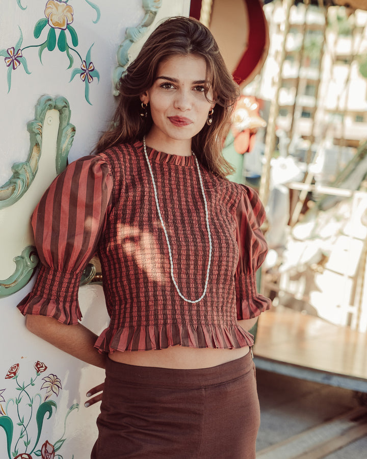 BLUSA SAFI COFFEE STRIPES
