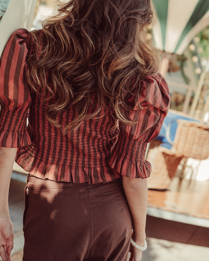 BLUSA SAFI COFFEE STRIPES