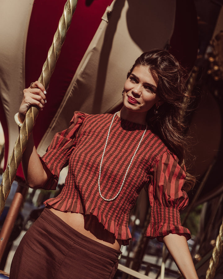BLUSA SAFI COFFEE STRIPES