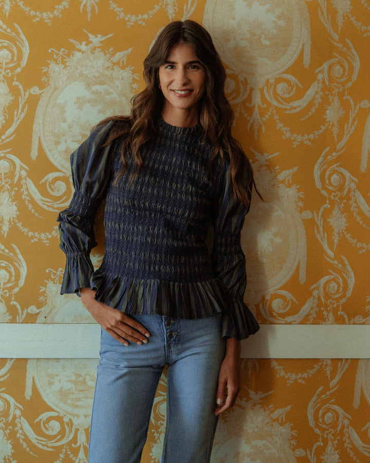 BLUSA FIONA GREEN STRIPES