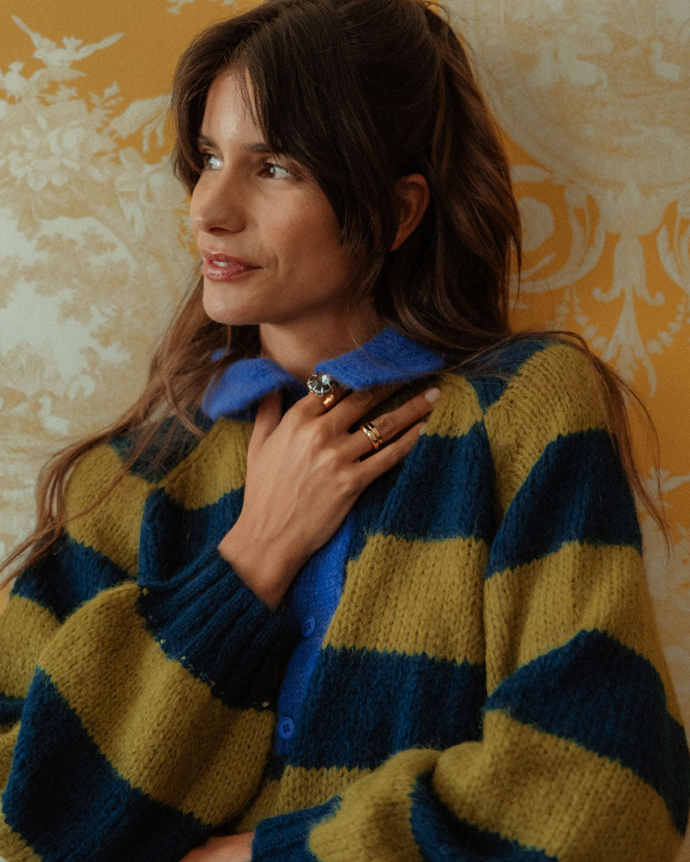 CHALECO OTTAVIA RAYAS VERDE