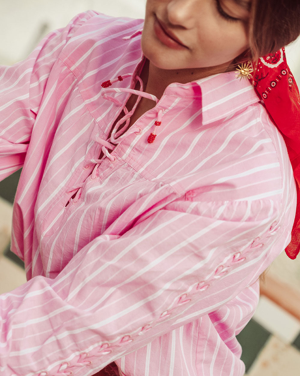 BLUSA LIMONCELLO PINK WHITE STRIPES