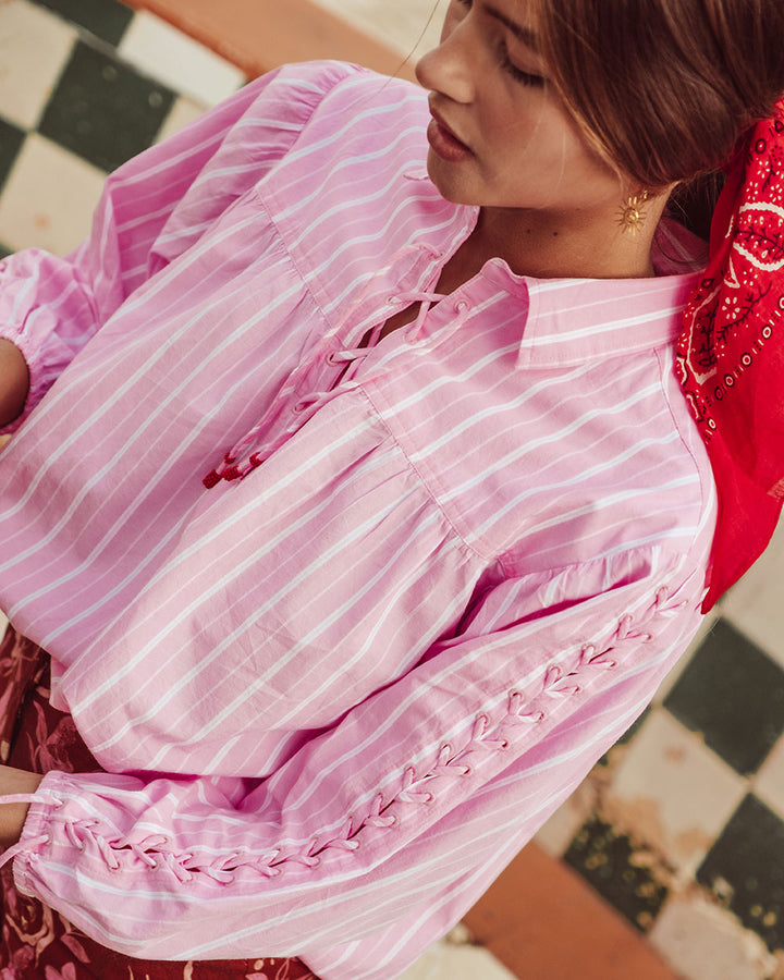 BLUSA LIMONCELLO PINK WHITE STRIPES