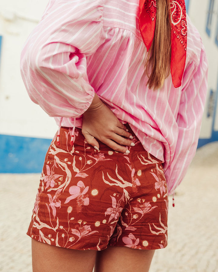 SHORT TAVOLARA BURGUNDY PRINT