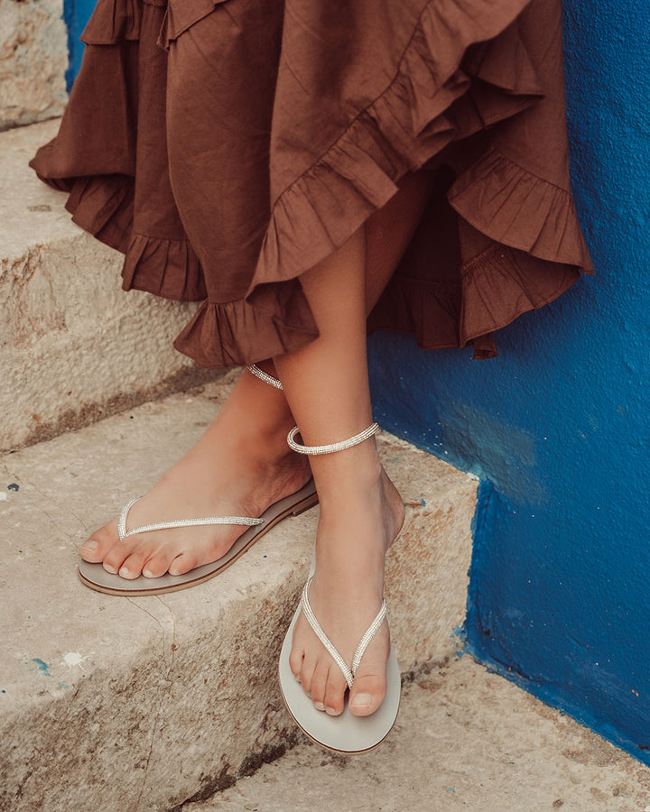 SANDALIA RODAS SILVER CON BRILLOS