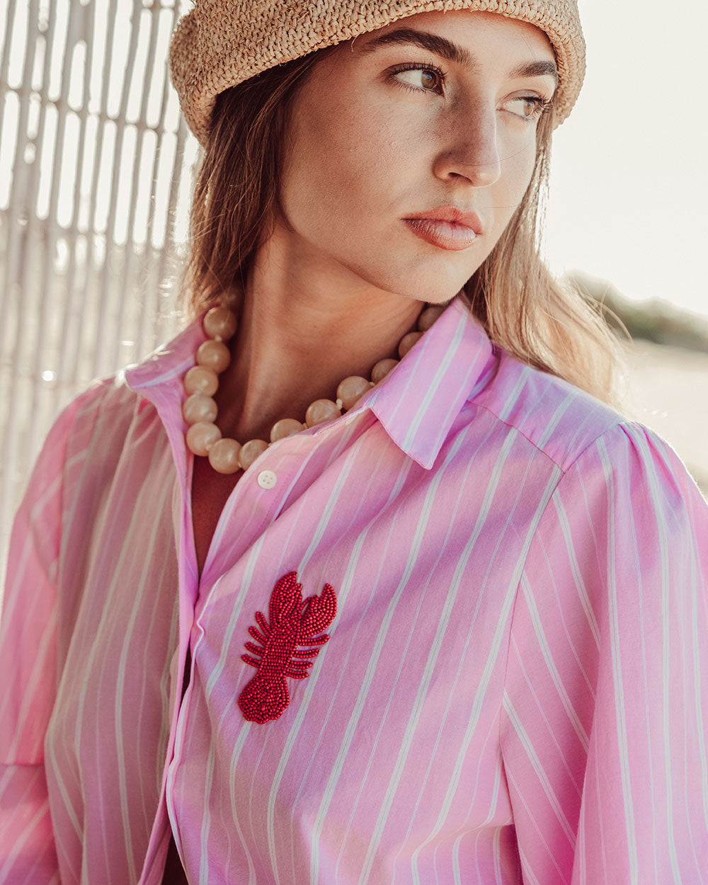 CAMISA SAONA PINK WHITE STRIPES