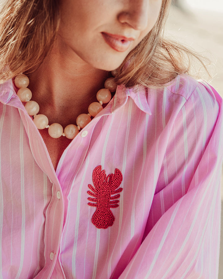 CAMISA SAONA PINK WHITE STRIPES