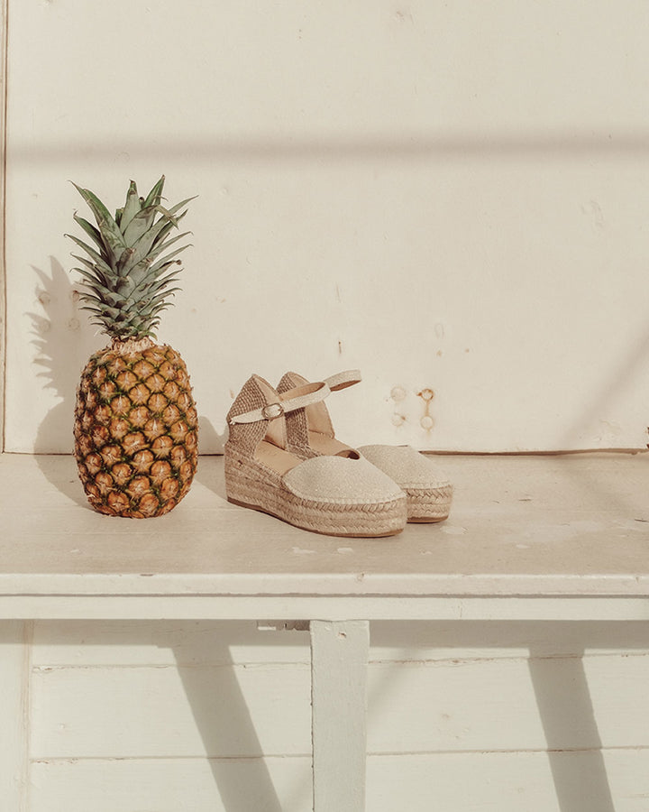 CUÑA MARSELLA BEIGE BRILLOS