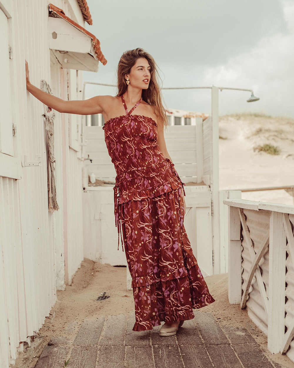 VESTIDO MYRA BURGUNDY PRINT PREVENTA