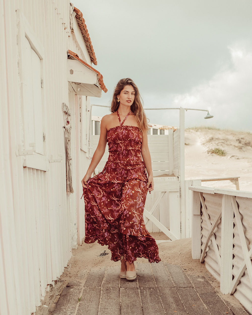 VESTIDO MYRA BURGUNDY PRINT PREVENTA