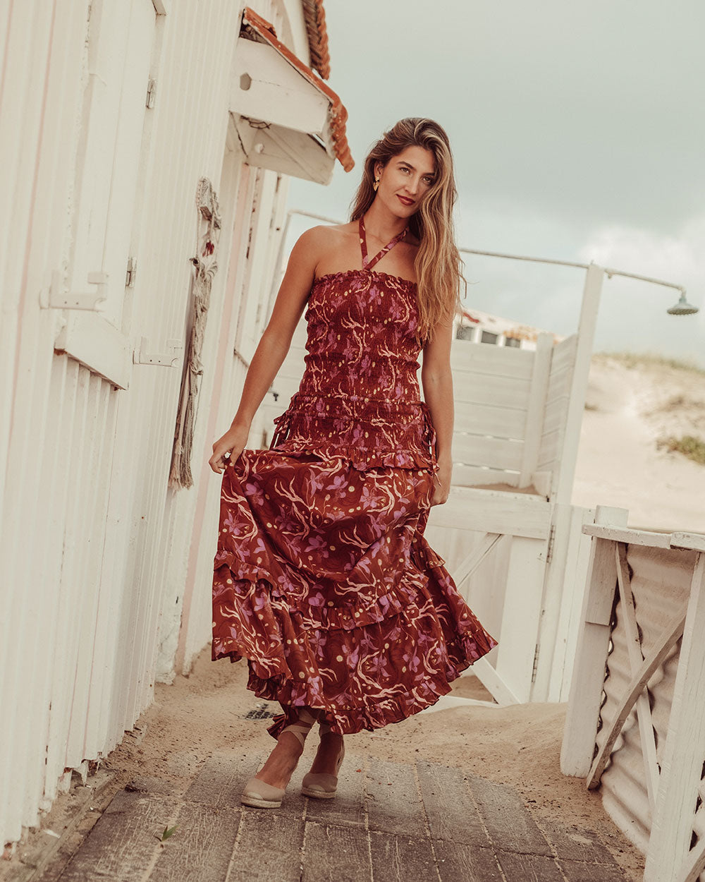 VESTIDO MYRA BURGUNDY PRINT PREVENTA