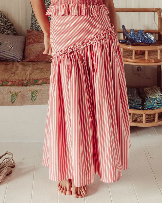 FALDA TROPEA RED WHITE STRIPES