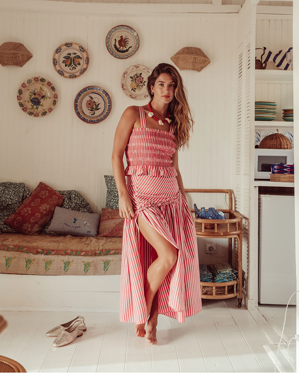 TOP CELINE RED WHITE STRIPES