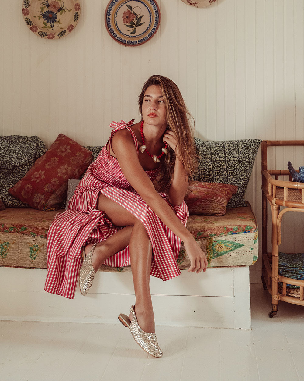 TOP CELINE RED WHITE STRIPES