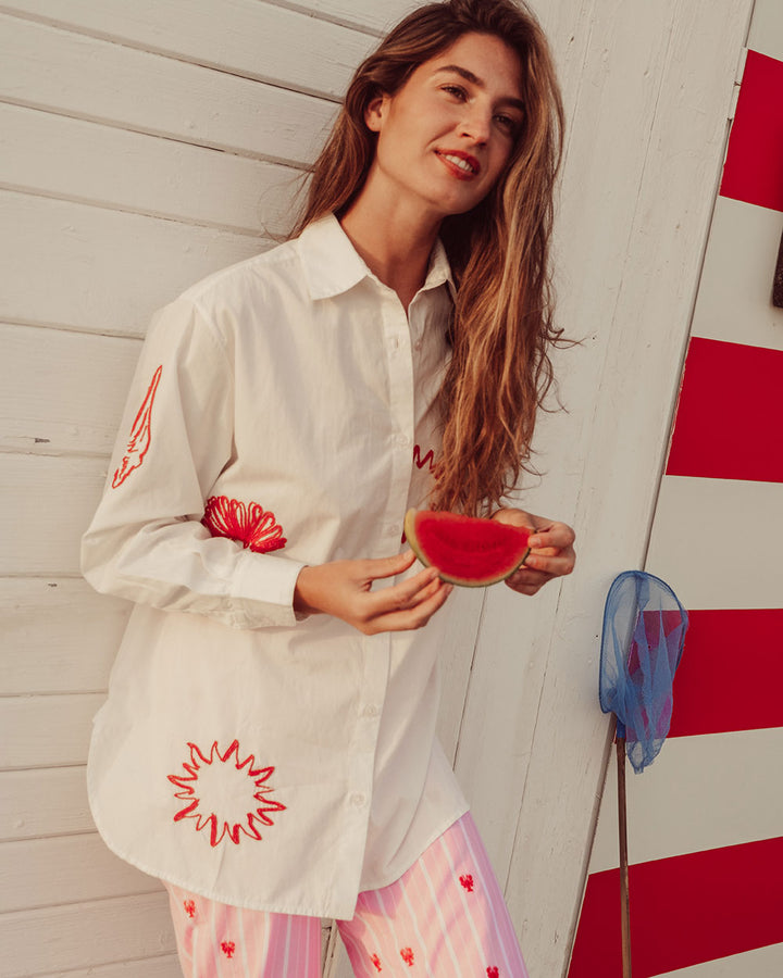 CAMISA LISCIA WHITE EMBROIDERY