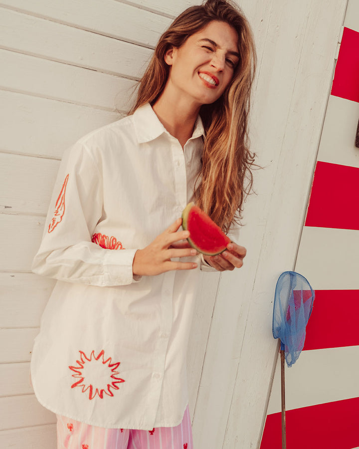 CAMISA LISCIA WHITE EMBROIDERY