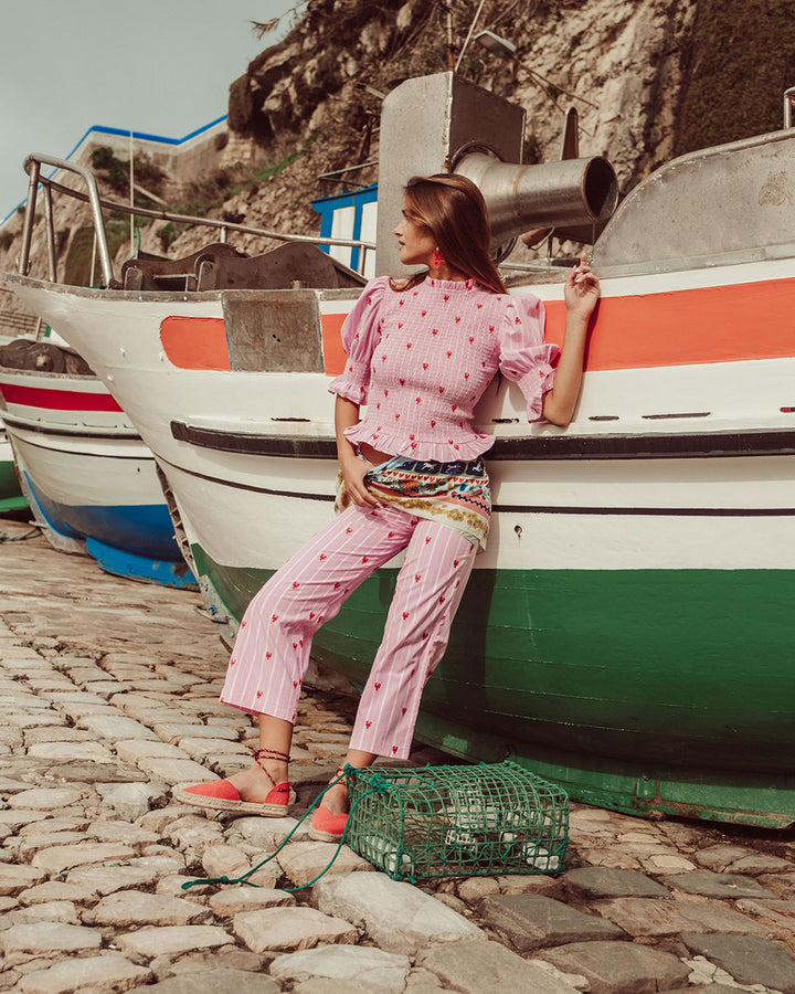 BLUSA SAFI PINK LOBSTER BORDADA