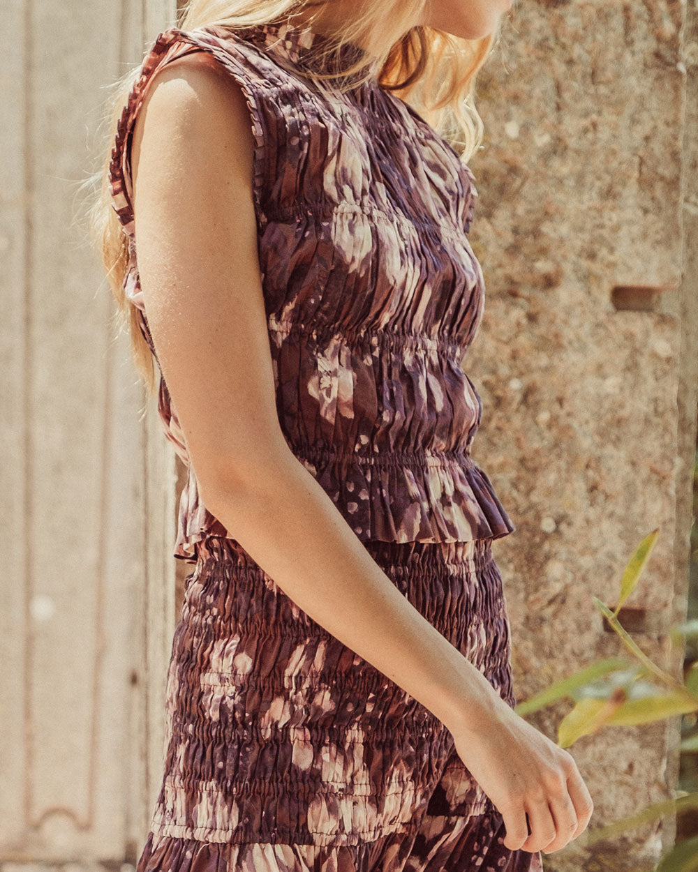 BLUSA MALVA FLORAL BURGUNDY