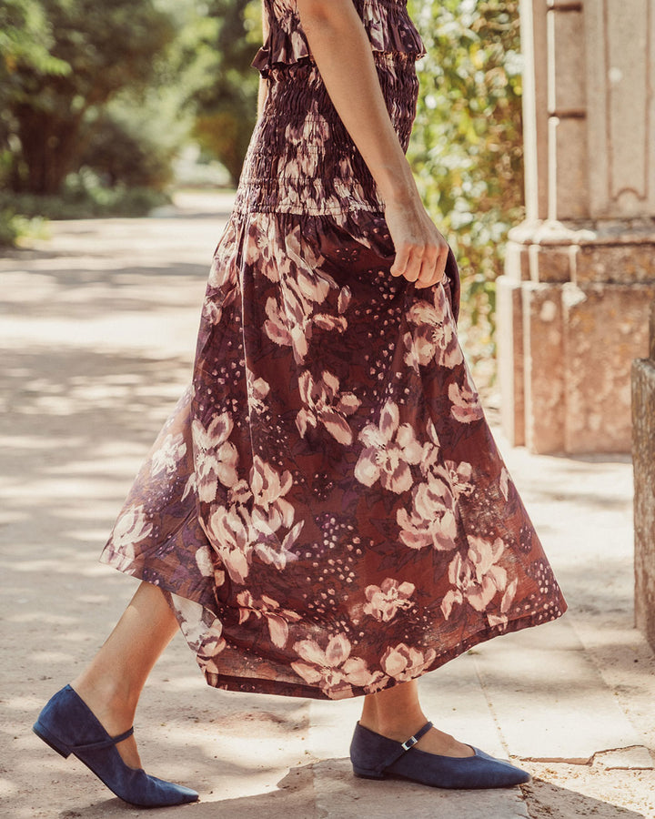FALDA CELESTINA FLORAL BURGUNDY