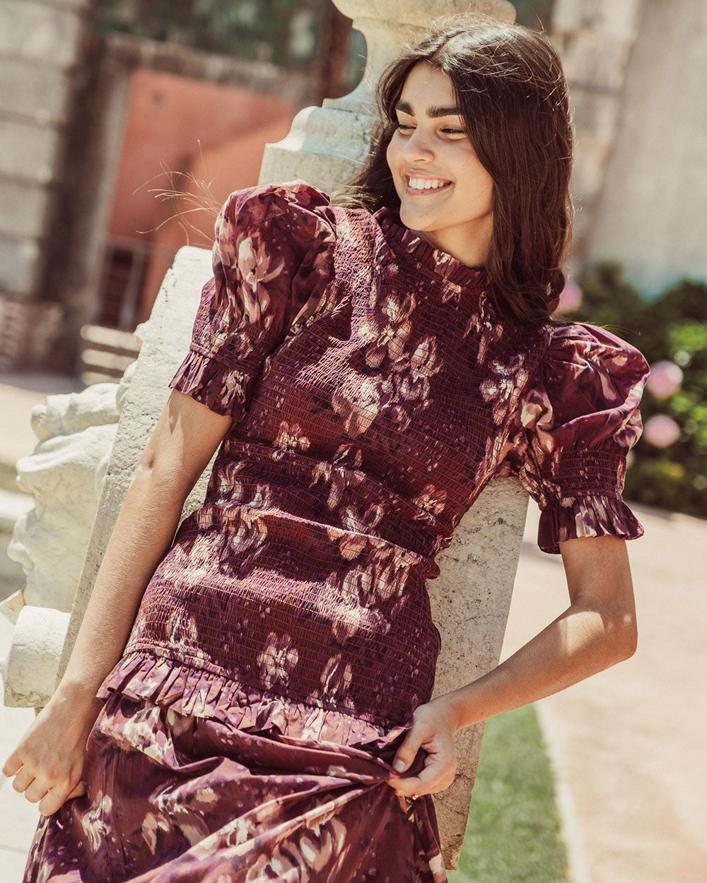 VESTIDO AZUCENA FLORAL BURGUNDY