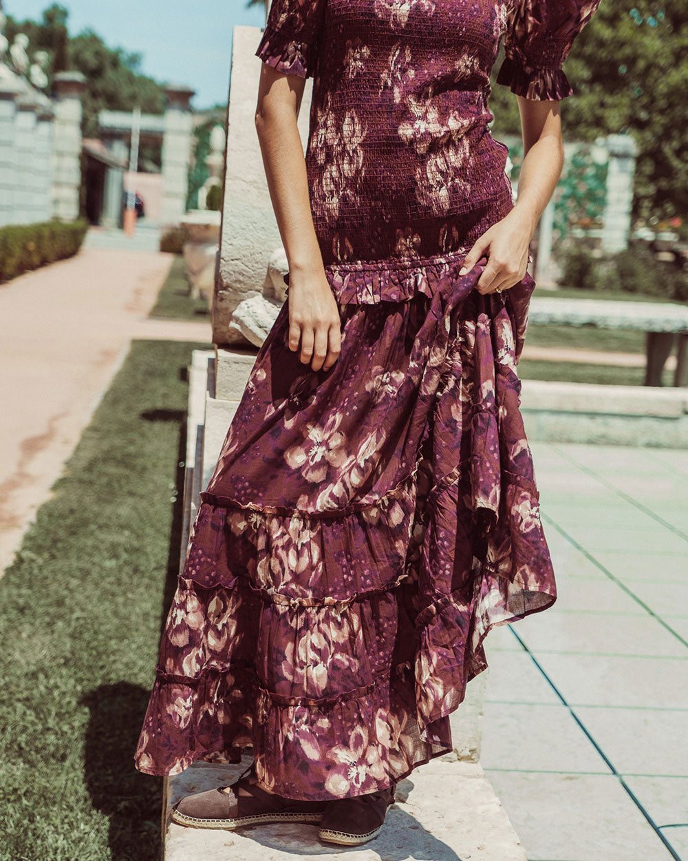 VESTIDO AZUCENA FLORAL BURGUNDY