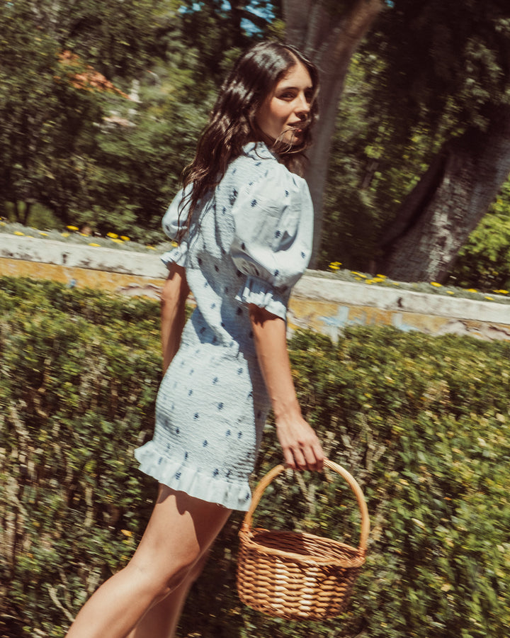 VESTIDO DALIA LIGHT BLUE ORCHID BORDADA