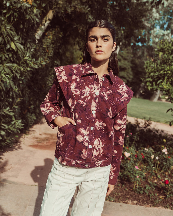 CHAQUETA FELICIA FLORAL BURGUNDY