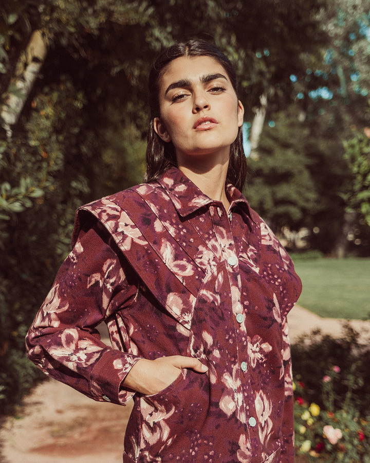 CHAQUETA FELICIA FLORAL BURGUNDY