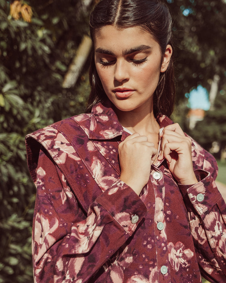 CHAQUETA FELICIA FLORAL BURGUNDY