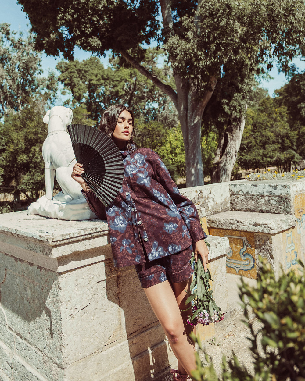 SOBRECAMISA DENIM BOWIE FLORAL WINE