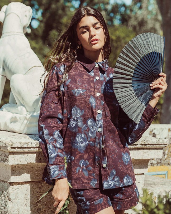 SOBRECAMISA DENIM BOWIE FLORAL WINE