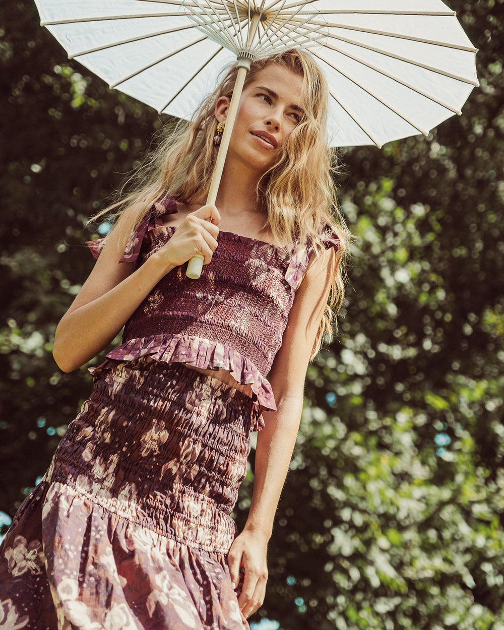 FALDA CELESTINA FLORAL BURGUNDY