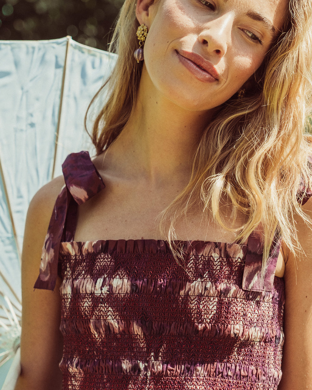 BLUSA CELINE FLORAL BURGUNDY