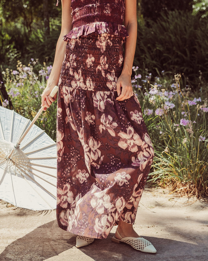 FALDA CELESTINA FLORAL BURGUNDY