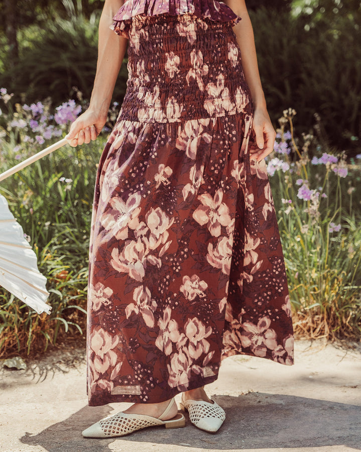 FALDA CELESTINA FLORAL BURGUNDY