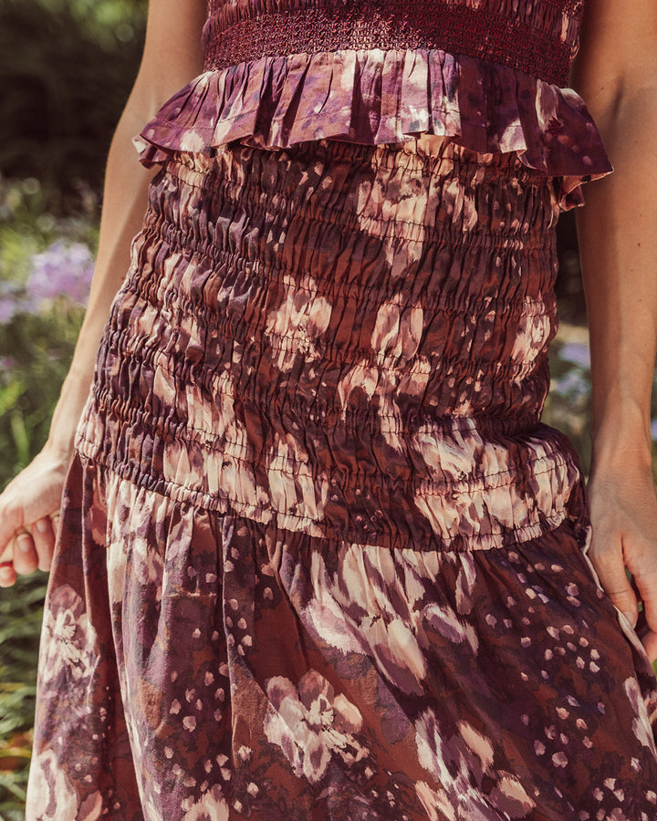 FALDA CELESTINA FLORAL BURGUNDY