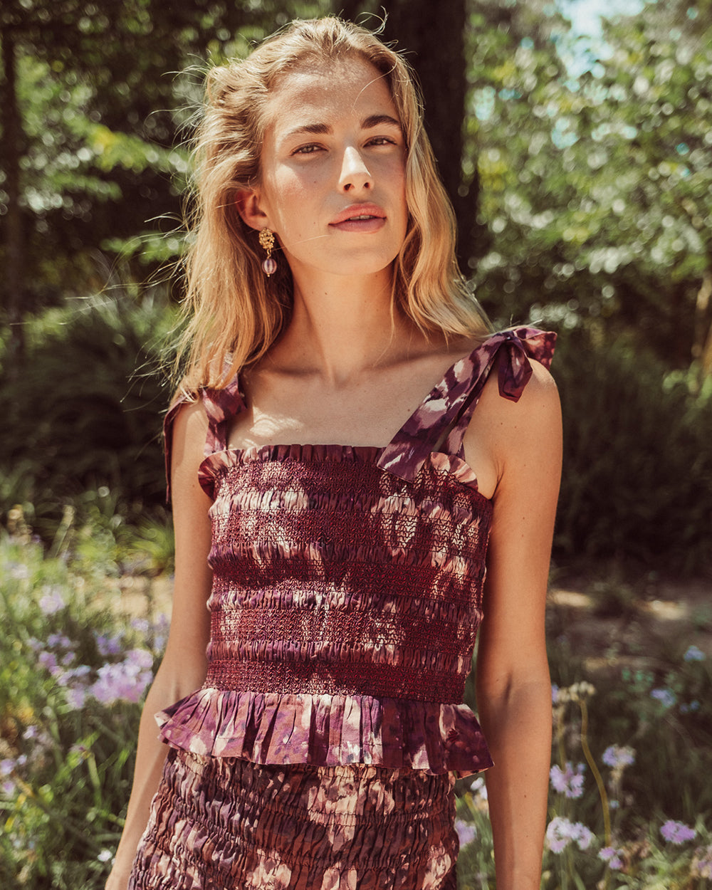 BLUSA CELINE FLORAL BURGUNDY