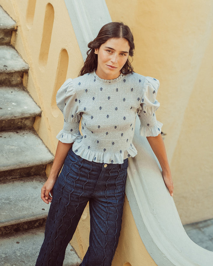 BLUSA SAFI LIGHT BLUE ORCHID BORDADA