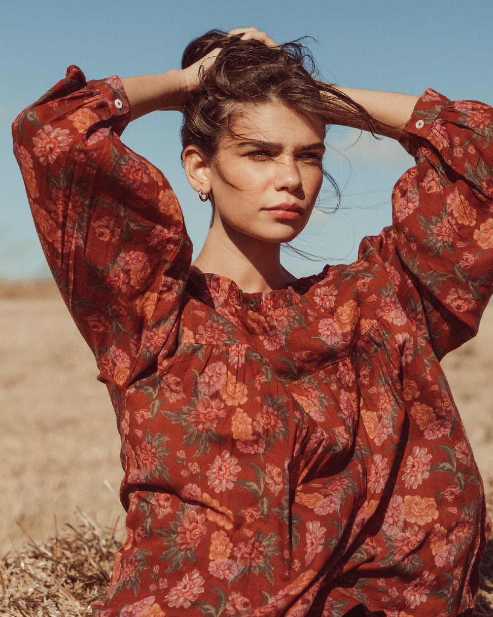 BLUSA SUSAN RED FLOWERS