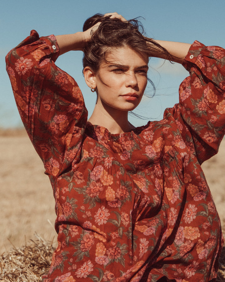 BLUSA SUSAN RED FLOWERS