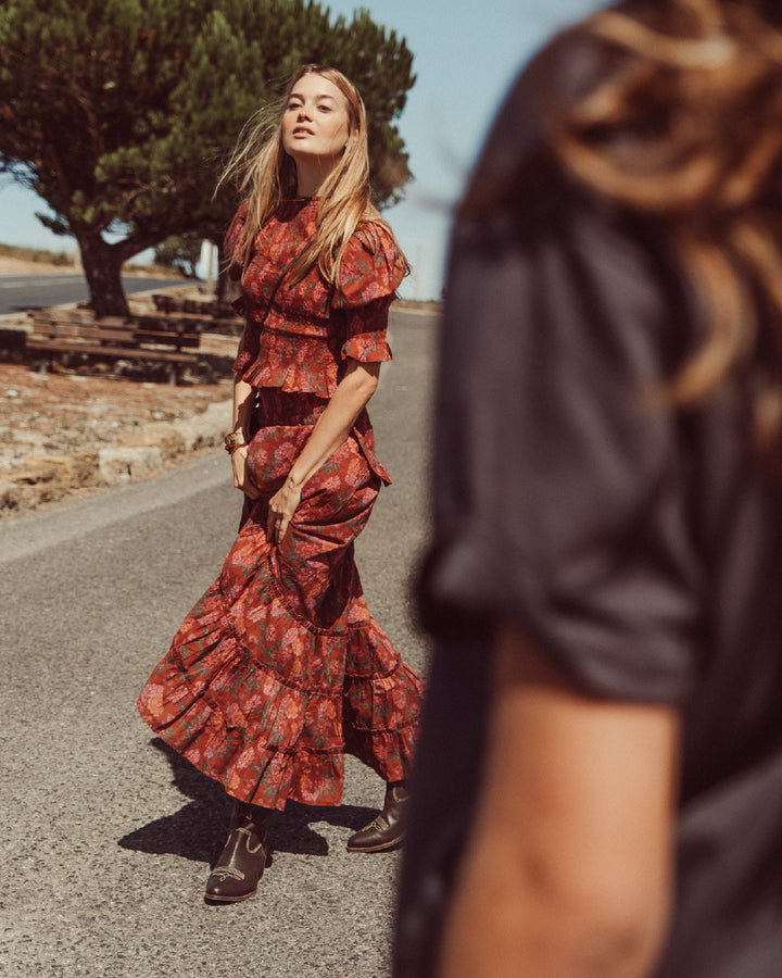 FALDA STRADA RED FLOWERS